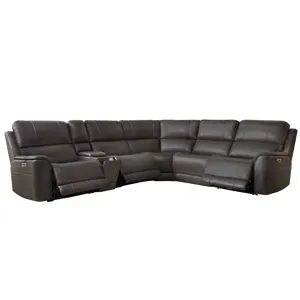 Easton Steamboat Brown 6 Piece Zero Gravity Power Reclining Sectional with Power Adjustable Headrest