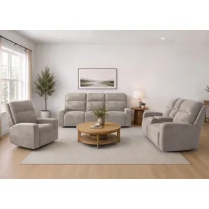 Traxton Jasper Taupe Power Zero Gravity Sofa Loveseat and Recliner