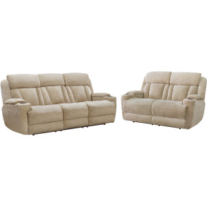 Dalton Lucky Fawn Power Reclining Sofa and Loveseat