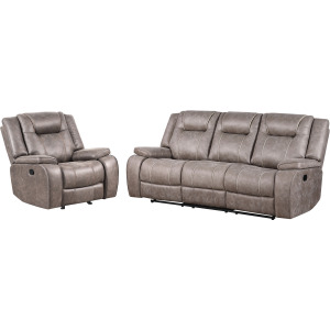 Blake Desert Taupe Manual Reclining Sofa and Recliner