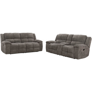 Buster Cabot Stone Manual Reclining Sofa and Loveseat