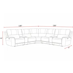 Easton Steamboat Brown 7 Piece Zero Gravity Power Reclining Sectional with Power Adjustable Headrest