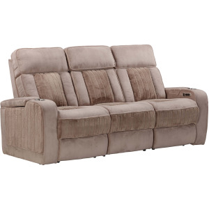 Equinox Mushroom Power Reclining Sofa with Drop Down Table