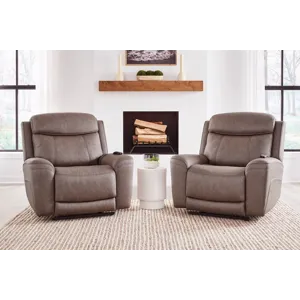 Callahan Sydney Brunette Power Lift Recliner with Heat and Massage Two Pack