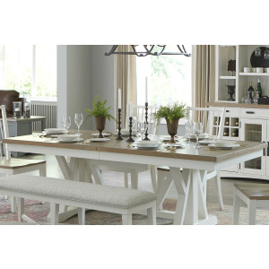 Americana Modern Dining 88 Inch Trestle Top Extendable Dining Table