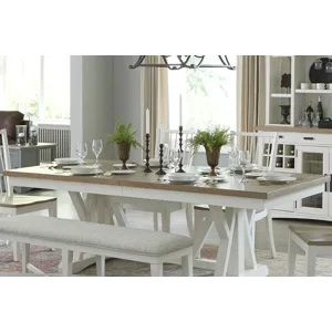 Americana Modern Dining 88 Inch Trestle Top Extendable Dining Table