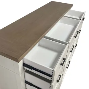 Americana Modern Bedroom King Platform Bed 2 Nightstands and Dresser with Mirror