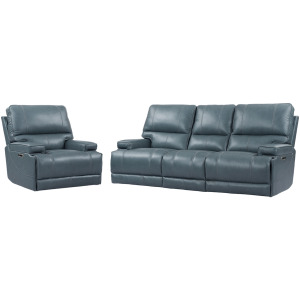 Whitman Verona Azure - Powered By Freemotion Power Reclining Sofa and Recliner