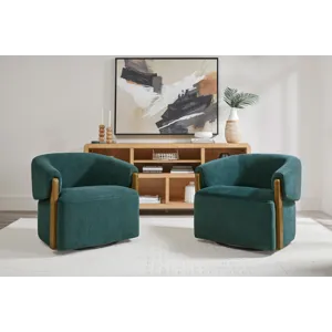 Finley Island Teal Swivel Accent Chair Two Pack