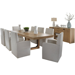 Escape Dining 84 Inch Rectangular Table with Console and 8 Caster Chairs