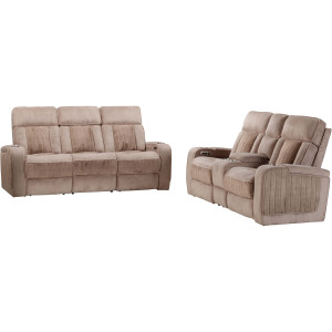 Equinox Mushroom Power Reclining Sofa and Loveseat