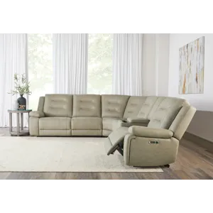 Caldwell Tahoe Fog 6 Piece Modular Power Reclining Sectional with Power Adjustable Headrests