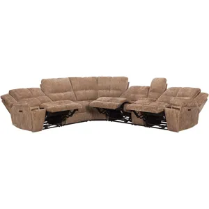 Bronco Plush Tobacco 6 Piece Modular Zero Gravity Power Reclining Sectional with Power Adjustable Headrests