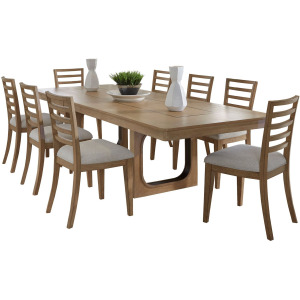 Escape Dining 84 Inch Rectangular Table with 8 Ladderback Chairs