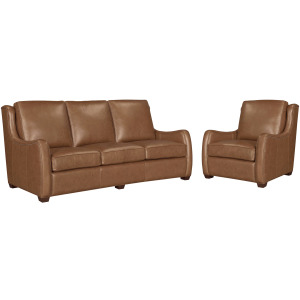 Channing Renaissance Cinnamon Stationary Sofa and Chair