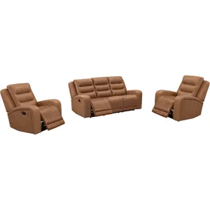 Napa Wrangler Clay Manual Triple Recline Sofa and Two Recliners