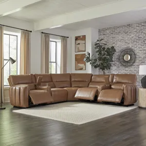 Modesto Sable 7 Piece Modular Power Reclining Sectional with Power Adjustable Headrests
