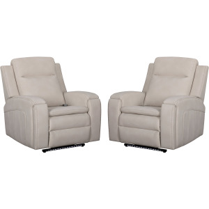 Armstrong Buffy Cream Power Recliner with Heat Massage and Auto-Glide Two Pack