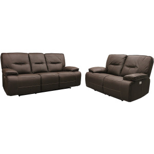 Spartacus Chocolate Power Reclining Sofa and Loveseat