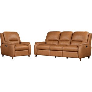 Austin Caramel Cream Power Reclining Sofa and Recliner