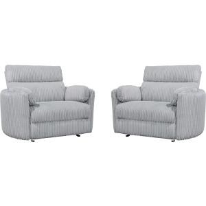 Radius Xl Mega Grey Extra Wide Power Glider Recliner Two Pack