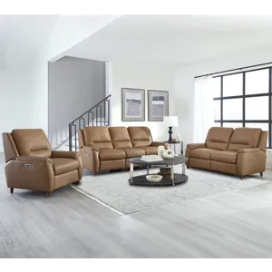 Austin Caramel Cream Power Reclining Sofa, Loveseat and Recliner