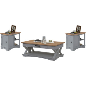 Americana Modern Dove Cocktail Table with 2 Chairside Tables