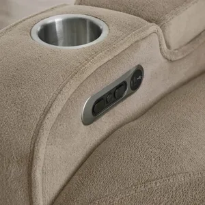 Equinox Mushroom Power Reclining Sofa with Drop Down Table