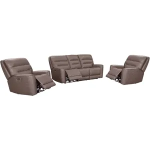 Lawson Sydney Brunette Zero Gravity Power Reclining Sofa and 2 Recliners