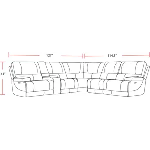 Whitman Verona Coffee - Powered By Freemotion 6 Piece Modular Power Reclining Sectional with Power A
