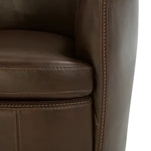 Barolo Vintage Brown 100% Italian Leather Swivel Club Chair Two Pack