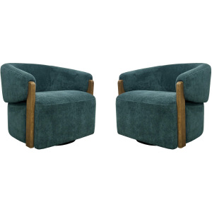Finley Island Teal Swivel Accent Chair Two Pack