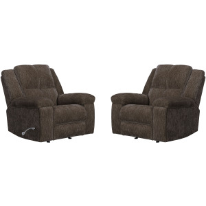 Bronco Plush Umber Manual Rocker Recliner Two Pack