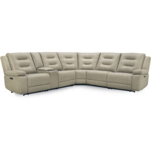 Caldwell Tahoe Fog 6 Piece Modular Power Reclining Sectional with Power Adjustable Headrests
