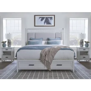 Americana Modern Bedroom King Shelter Bed with 2 Nightstands