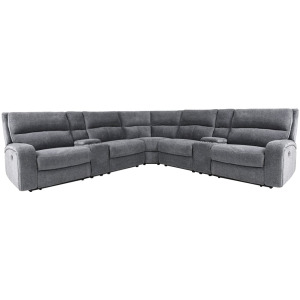 Polaris Bizmark Grey 7 Piece Modular Power Reclining Sectional with Power Adjustable Headrests