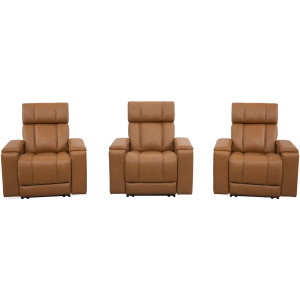 Phoenix Autumn Caramel Zero Gravity Power 3 Seat Home Theater Seating with Immersive Audio P3
