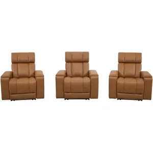 Phoenix Autumn Caramel Zero Gravity Power 3 Seat Home Theater Seating with Immersive Audio P3