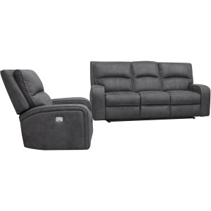 Polaris Slate Power Reclining Sofa and Recliner
