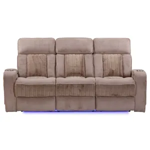 Equinox Mushroom Power Reclining Sofa with Drop Down Table