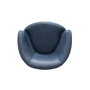 Barolo Vintage Navy 100% Italian Leather Swivel Club Chair Two Pack