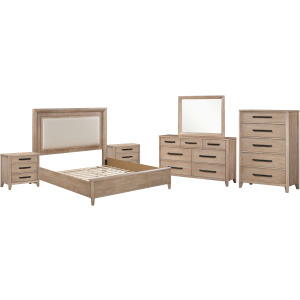 Breckenridge Bedroom Queen Bed 2 Nightstands Dresser with Mirror and Chest