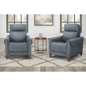 Conrad Blue Dusk Power High Leg Recliner P2 Two Pack