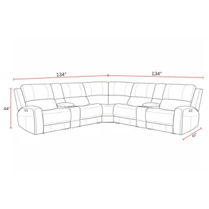 Belmont Autumn Fog 7 Piece Zero Gravity Power Reclining Sectional with Power Adjustable Headrests