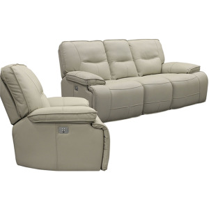 Spartacus Oyster Power Reclining Sofa and Recliner
