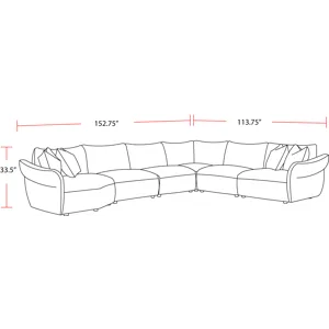 Playful Canes Cobblestone 6 Piece Modular Sectional