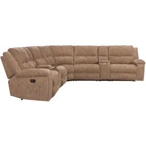 Bronco Plush Tobacco 7 Piece Modular Manual Reclining Sectional