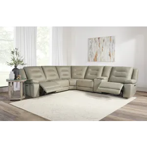 Caldwell Tahoe Fog 6 Piece Modular Power Reclining Sectional with Power Adjustable Headrests