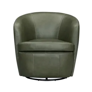 Barolo Lyric Sage 100% Italian Leather Swivel Club Chair Two Pack