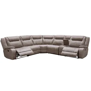 Blake Desert Taupe 6 Piece Modular Reclining Sectional and Entertainment Console